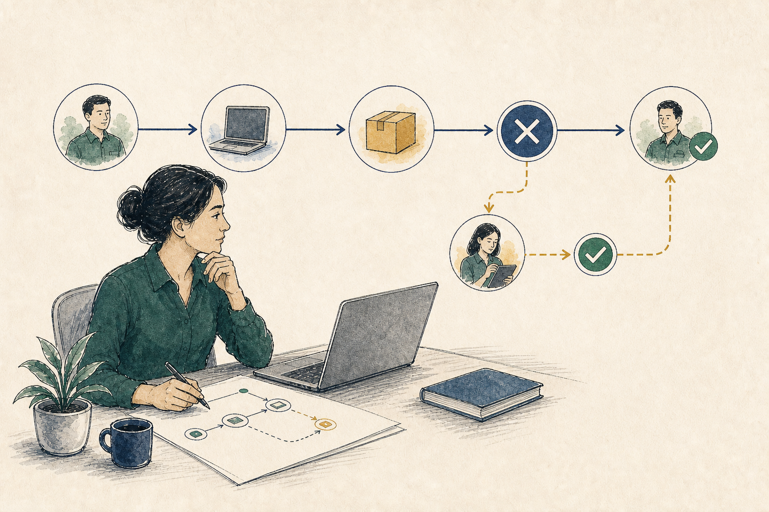 Operations owner reviewing a controlled exception route around a blocked workflow
