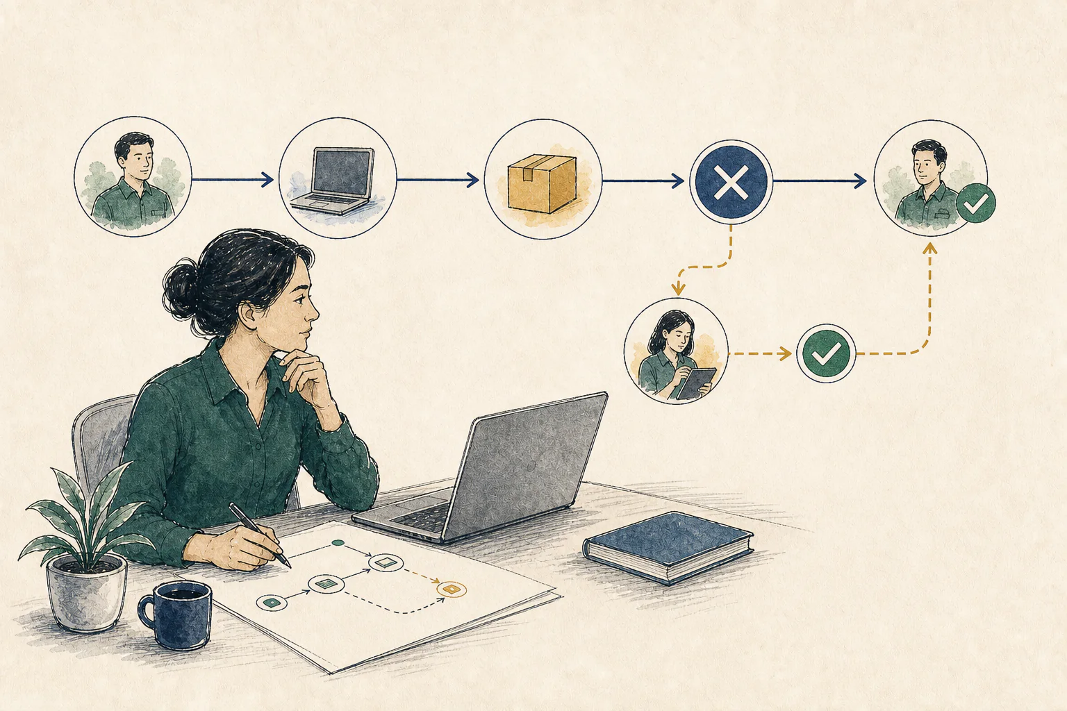 Operations owner reviewing a controlled exception route around a blocked workflow
